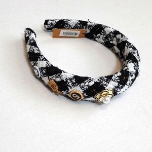 Handmade Black and White Hounds Tooth Headband